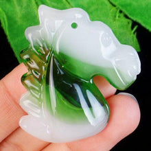 Load image into Gallery viewer, 10% OFF- Certified Natural White Green Emerald A Jade Carved Lucky Horse Feng Shui Pendant