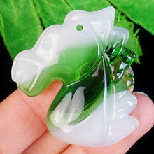 Load image into Gallery viewer, 10% OFF- Certified Natural White Green Emerald A Jade Carved Lucky Horse Feng Shui Pendant