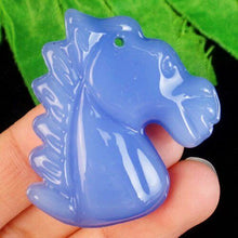 Load image into Gallery viewer, Copy of 10% OFF- Certified Natural Blue Emerald A Jade Carved Lucky Horse Feng Shui Pendant
