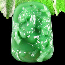 Load image into Gallery viewer, 10% OFF- Certified Natural Green Emerald A Jade Carved Lucky Monkey Horse Feng Shui Pendant