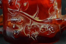 Load image into Gallery viewer, 7.15''L- Chinese Natural Antique Exquisite GEOMANTIC AMBER Handcarved Sculpture Lucky Teapot Statue