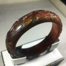 Load image into Gallery viewer, 53/54/55mm Certified Natural Red Jadeite Emerald A Jade HandCarved Dragon Bracelet Bangle GX3146 with Gift Box