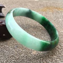 Load image into Gallery viewer, 10% OFF- 58/59/60mm Certified Natural Lavender Green Jadeite Emerald A*Jade HandCarved Lucky Jade Bangle GX326