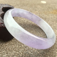 Load image into Gallery viewer, 10% OFF- 58/59/60mm Certified Natural Lavender Purple Jadeite Emerald A*Jade HandCarved Bracelet Bangle GX579