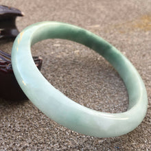 Load image into Gallery viewer, 10% OFF- 60/61/62mm Certified Natural Lavender Green Jadeite Emerald A*Jade HandCarved Lucky Bracelet Bangle GX070