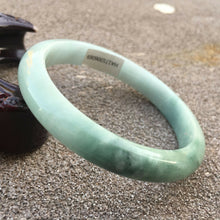 Load image into Gallery viewer, 10% OFF- 60/61/62mm Certified Natural Lavender Green Jadeite Emerald A*Jade HandCarved Lucky Bracelet Bangle GX070