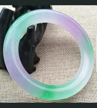 Load image into Gallery viewer, 59/60/61mm Certified Natural 3 Color Jadeite Emerald A Jade HandCarved Round Bracelet Bangle Z523