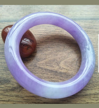 Load image into Gallery viewer, 54/55/56mm Certified Natural Lavender Jadeite Emerald A Jade HandCarved Round Bracelet Bangle A212