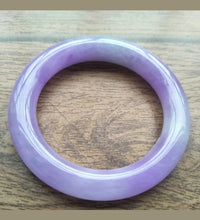 Load image into Gallery viewer, 54/55/56mm Certified Natural Lavender Jadeite Emerald A Jade HandCarved Round Bracelet Bangle A212