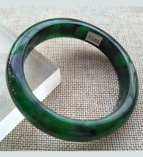 Load image into Gallery viewer, 57/58/59mm Certified Natural Green Black Jadeite Emerald A Jade HandCarved Bracelet Bangle X165