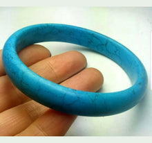 Load image into Gallery viewer, 58/59/60mm Certified Natural Blue Turquoise HandCarved Bracelet Bangle A1940