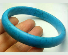 Load image into Gallery viewer, 60/61/62mm Certified Natural Blue Turquoise HandCarved Bracelet Bangle A1940
