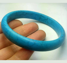 Load image into Gallery viewer, 60/61/62mm Certified Natural Blue Turquoise HandCarved Bracelet Bangle A1940