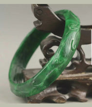 Load image into Gallery viewer, 55/56/57mm Certified Natural Green Jadeite Emerald A Jade HandCarved Ruyi Flower Bracelet Bangle A-2243
