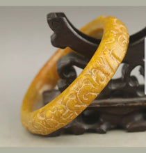 Load image into Gallery viewer, 59/60/61mm Certified Natural Red Yellow Jadeite Emerald A Jade HandCarved Dragon Bracelet Bangle A1940