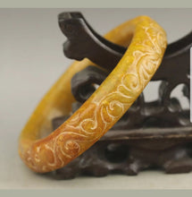 Load image into Gallery viewer, 59/60/61mm Certified Natural Red Yellow Jadeite Emerald A Jade HandCarved Dragon Bracelet Bangle A1940