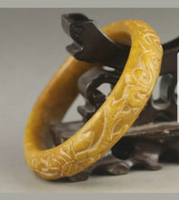 Load image into Gallery viewer, 59/60/61mm Certified Natural Red Yellow Jadeite Emerald A Jade HandCarved Flower Bracelet Bangle A1940