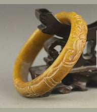 Load image into Gallery viewer, 59/60/61mm Certified Natural Red Yellow Jadeite Emerald A Jade HandCarved Flower Bracelet Bangle A1940