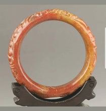 Load image into Gallery viewer, 60/61/62mm Certified Natural Red Yellow Jadeite Emerald A Jade HandCarved Flower Bracelet Bangle A1940