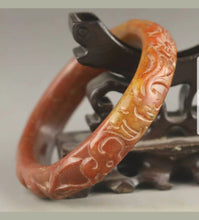 Load image into Gallery viewer, 60/61/62mm Certified Natural Red Yellow Jadeite Emerald A Jade HandCarved Flower Bracelet Bangle A1940