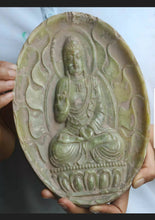 Load image into Gallery viewer, 9.45''/240mm H- Chinese Natural Antique Exquisite Jade Handcarved Sculpture Buddha Statue