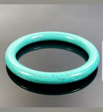 Load image into Gallery viewer, 58/59/60mm Natural Blue Turquoise HandCarved Bracelet Bangle