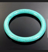Load image into Gallery viewer, 58/59/60mm Natural Blue Turquoise HandCarved Bracelet Bangle