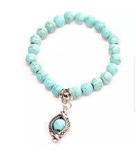 Load image into Gallery viewer, 56-77mm(7 1/2''-10'') Natural Blue Turquoise HandCrafted Silver Fish Bead Adjustable Bracelet