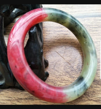 Load image into Gallery viewer, 53/54/55mm Certified Natural Red Xiu Emerald A Jade HandCarved Round Bracelet Bangle Z001