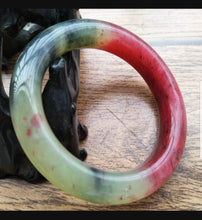 Load image into Gallery viewer, 53/54/55mm Certified Natural Red Xiu Emerald A Jade HandCarved Round Bracelet Bangle Z001