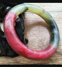 Load image into Gallery viewer, 53/54/55mm Certified Natural Red Xiu Emerald A Jade HandCarved Round Bracelet Bangle Z001