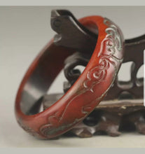 Load image into Gallery viewer, 60/61/62mm Certified Natural Red Jadeite Emerald A Jade HandCarved Ancient Dragon Bracelet Bangle A1940