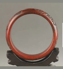 Load image into Gallery viewer, 60/61/62mm Certified Natural Red Jadeite Emerald A Jade HandCarved Ancient Dragon Bracelet Bangle A1940