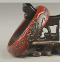 Load image into Gallery viewer, 60/61/62mm Certified Natural Red Jadeite Emerald A Jade HandCarved Ancient Dragon Bracelet Bangle A1940
