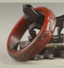 Load image into Gallery viewer, 60/61/62mm Certified Natural Red Jadeite Emerald A Jade HandCarved Ancient Dragon Bracelet Bangle A1940