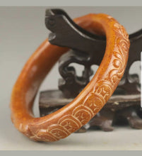 Load image into Gallery viewer, 59/60/61mm Certified Natural Red Yellow Jadeite Emerald A Jade HandCarved Ancient Dragon Coins Bracelet Bangle A1940