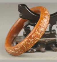 Load image into Gallery viewer, 59/60/61mm Certified Natural Red Yellow Jadeite Emerald A Jade HandCarved Ancient Dragon Coins Bracelet Bangle A1940