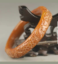 Load image into Gallery viewer, 59/60/61mm Certified Natural Red Yellow Jadeite Emerald A Jade HandCarved Ancient Dragon Coins Bracelet Bangle A1940