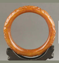 Load image into Gallery viewer, 59/60/61mm Certified Natural Red Yellow Jadeite Emerald A Jade HandCarved Ancient Dragon Coins Bracelet Bangle A1940