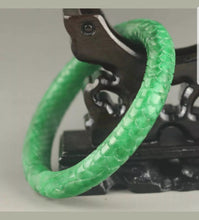 Load image into Gallery viewer, 56/57/58mm Certified Natural Green Jadeite Emerald A Jade HandCarved Double Dragons Round Bracelet Bangle A-89