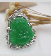 Load image into Gallery viewer, 10% OFF- Certified Natural Jadeite Emerald A Jade Handcrafted Buddha Pendant