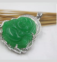 Load image into Gallery viewer, 10% OFF- Certified Natural Jadeite Emerald A Jade Handcrafted Buddha Pendant