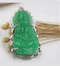 Load image into Gallery viewer, 10% OFF- Certified Natural Jadeite Emerald A Jade Handcrafted Guanyin Pendant