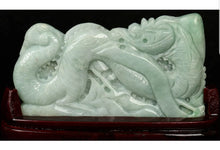 Load image into Gallery viewer, 7in L- Certified Natural "Grade A" Jadeite Emerald Jade HandCarved Dragon 龙 r19882261 Statue Sculpture Lucky Gift