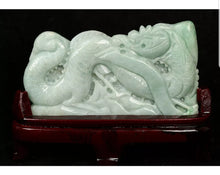 Load image into Gallery viewer, 7in L- Certified Natural "Grade A" Jadeite Emerald Jade HandCarved Dragon 龙 r19882261 Statue Sculpture Lucky Gift