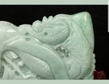 Load image into Gallery viewer, 7in L- Certified Natural "Grade A" Jadeite Emerald Jade HandCarved Dragon 龙 r19882261 Statue Sculpture Lucky Gift