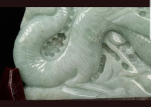 Load image into Gallery viewer, 7in L- Certified Natural "Grade A" Jadeite Emerald Jade HandCarved Dragon 龙 r19882261 Statue Sculpture Lucky Gift