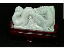Load image into Gallery viewer, 7in L- Certified Natural "Grade A" Jadeite Emerald Jade HandCarved Dragon 龙 r19882261 Statue Sculpture Lucky Gift