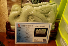 Load image into Gallery viewer, 7in L- Certified Natural "Grade A" Jadeite Emerald Jade HandCarved Dragon 龙 r19882261 Statue Sculpture Lucky Gift