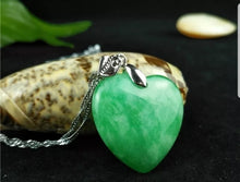 Load image into Gallery viewer, 10% OFF- Certified Natural Jadeite Emerald A Jade Handcrafted Heart Pendant-Silver Necklace